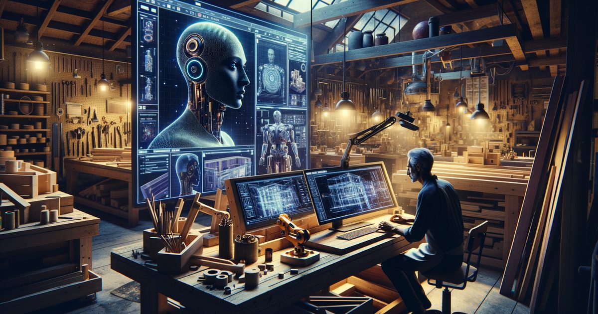 Artisan collaborating with AI on custom project — request your personalized tool